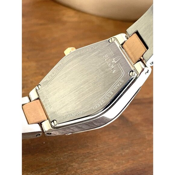 Bulova Womens Watch 98P216 Gemini Diamond Black Dial 2-Tone Quartz Petite 22.5mm - Picture 7 of 14